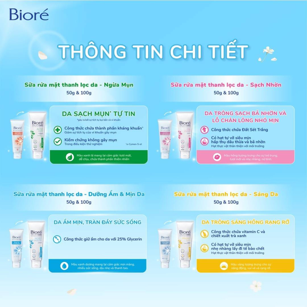 Sữa rửa mặt Bioré 100g