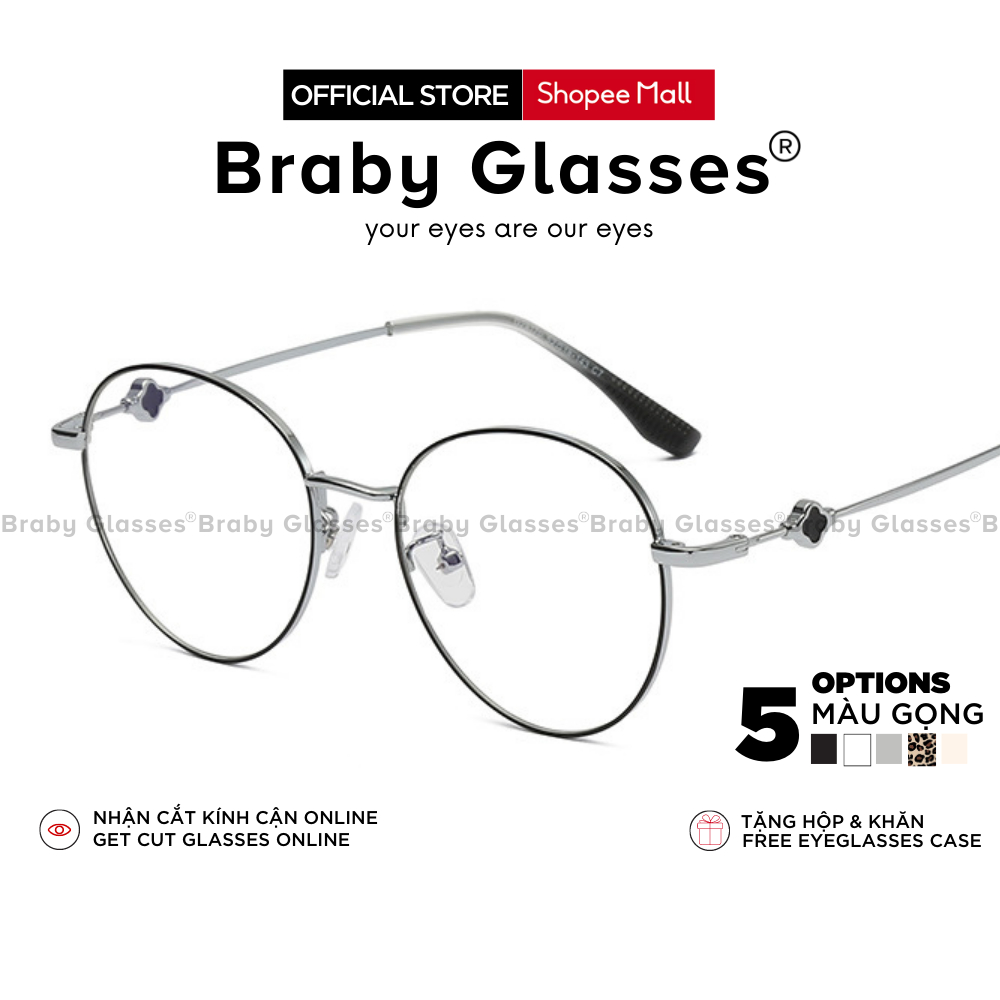 Gọng kính cận kim loại mắt tròn oval Braby Glasses chất liệu Titanium cao cấp kiểu dáng thanh mảnh trẻ trung MK19