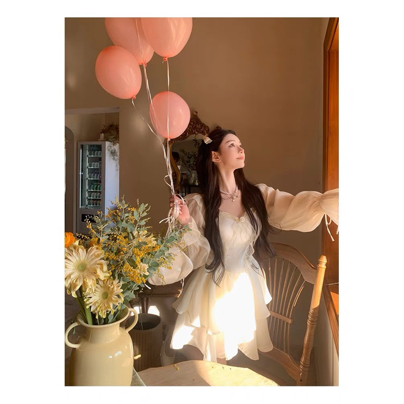 |APIEON DRESS| Đầm voan công chúa tay dài đính nơ TLÉA