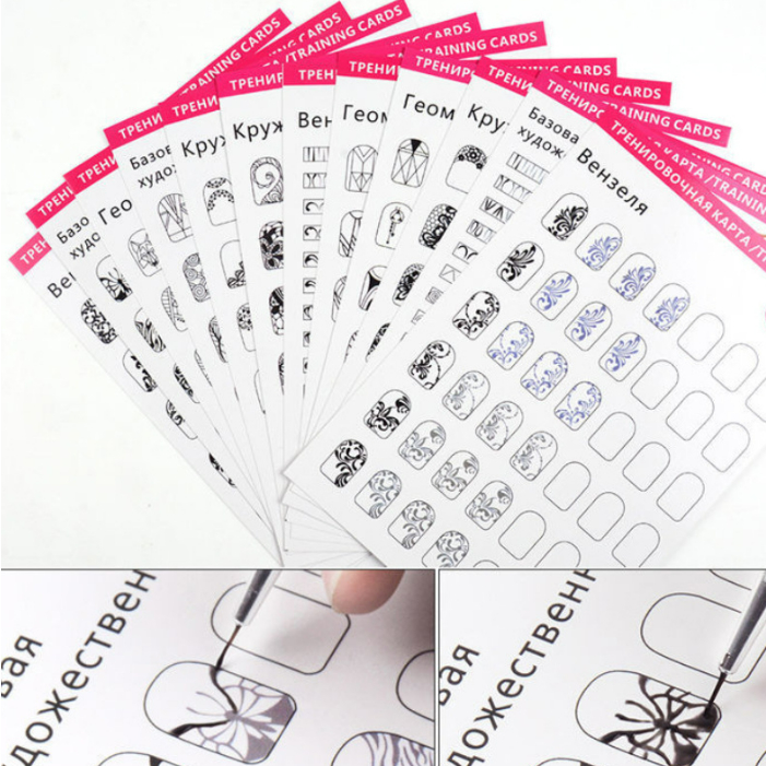 Sổ sách tập vẽ tranh trí nail , Quyển mẫu sách tập vẽ hoa cọ nét râu , mảnh nail