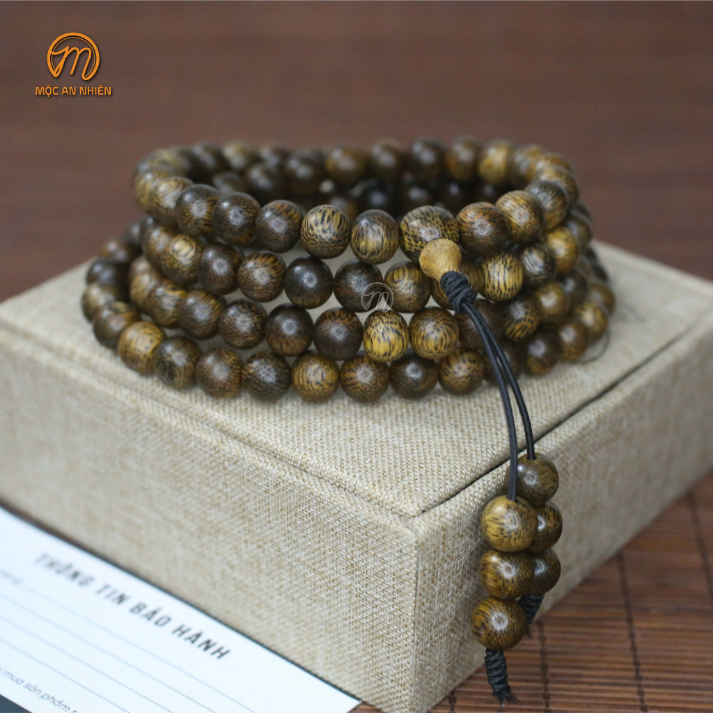 Vòng tay gỗ Trầm Hương 108 hạt đeo tay , chuỗi tràng Trầm Hương chuẩn tự nhiên 108 hạt đeo tay
