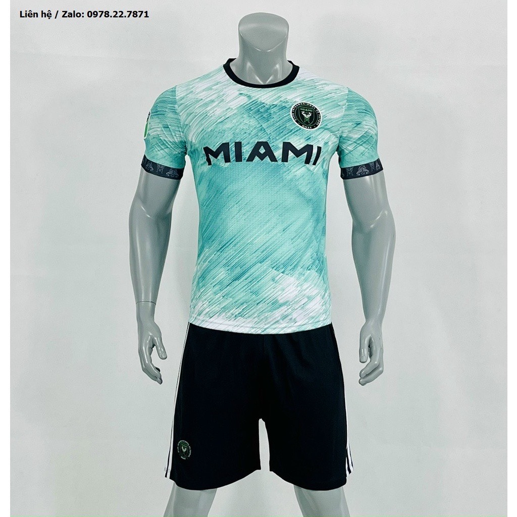 Bộ Quần Áo Bóng Đá MIAMI Xanh Ngọc Thun Thái