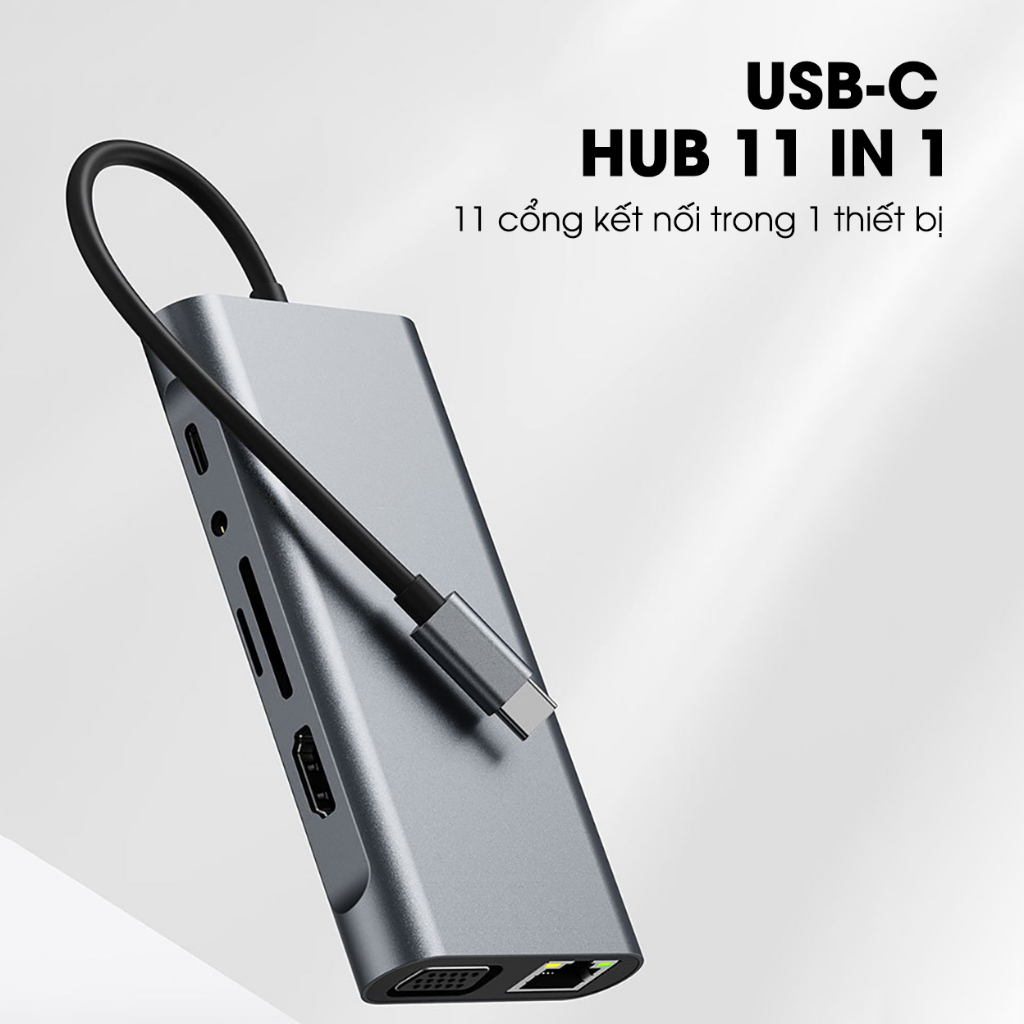 Hub type c usb 3.0 Sidotech 11 port trạm hub chuyển đổi bộ chia mở rộng kết nối cho laptop máy tính táo VGA HDMI SD TF
