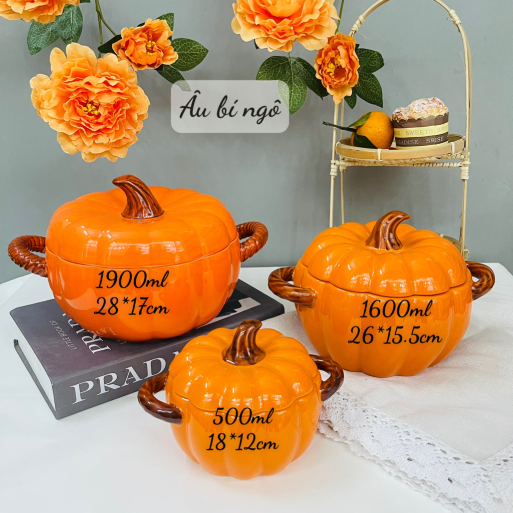 Tô sứ Decor - Tô bí ngô có nắp dung tích 1900ml