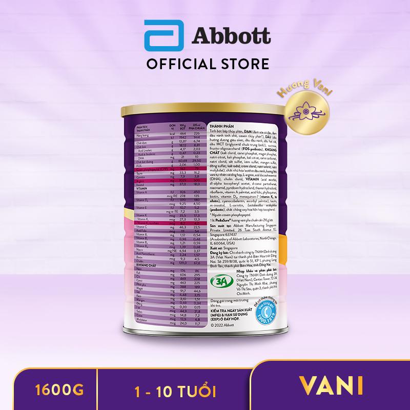 Sữa bột Pediasure 1.6kg hương vani