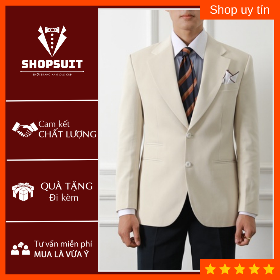 Vest Nam Hàn Quốc màu Kem áo 2 lớp From Slim sang trọng lịch lãm | BigBuy360 - bigbuy360.vn