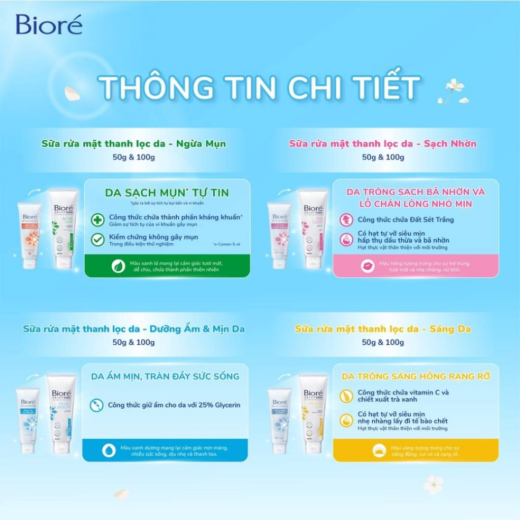Sữa rửa mặt Bioré 100g