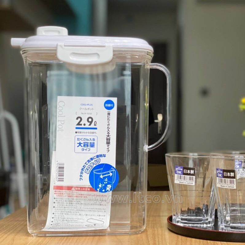 Bình nước nhựa trong có khóa vòi 2,9 lít - hàng nhập từ Nhật Bản