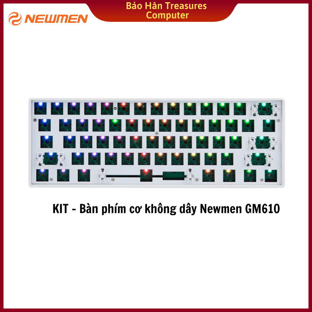 Bộ kit phím cơ Newmen GM610 Pro RGB/ 3 MODE/ MX Hotswap/ Wireless 2.4Ghz/ Bluetooth - Hàng Chính Hãng