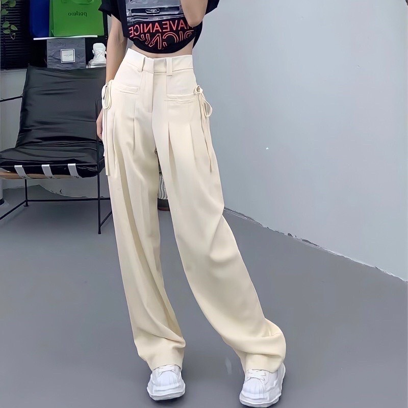 Quần suông túi ngang buộc dây chất tuyết mưa,quần ống suông phong cách kèm ảnh màu thật  Maia.clothes 2651