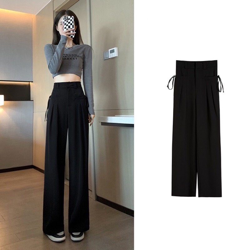 Quần suông túi ngang buộc dây chất tuyết mưa,quần ống suông phong cách kèm ảnh màu thật  Maia.clothes 2651