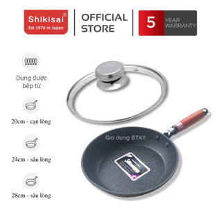 Chảo Chống Dính Vân Đá Bếp Từ Nhật Bản Shikisai Yamazakura - Nhập Khẩu Nhật Bản 20cm/24cm/28cm ( Dùng Được Từ )