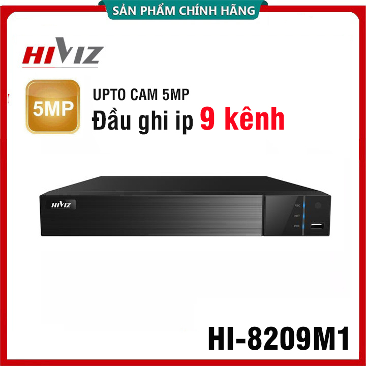 Đầu ghi hình IP 16 Kênh | 9 kênh Hiviz HI-8209M1, hỗ trợ camera tới 5.0mp - Hàng chính hãng