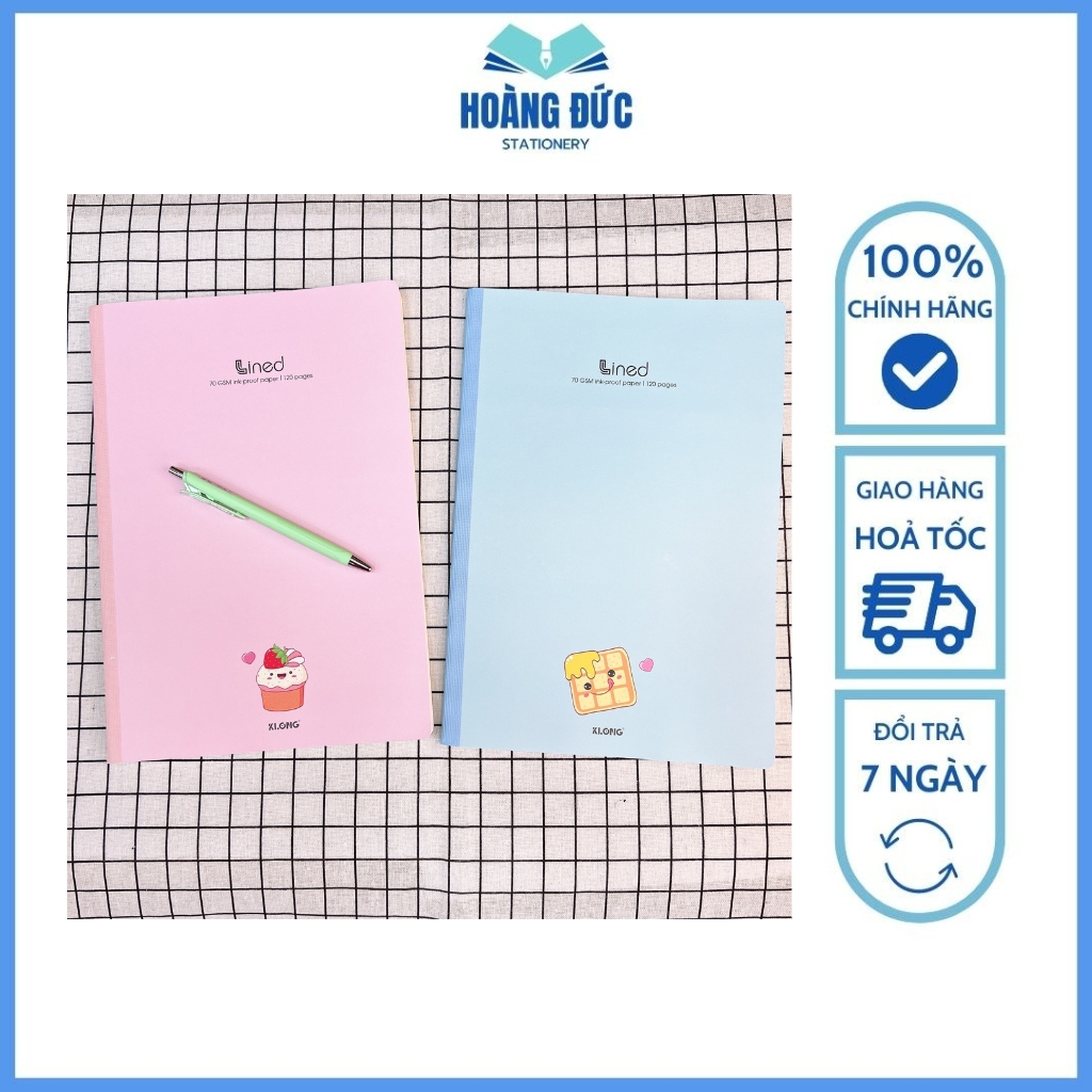 Vở kẻ ngang Klong may dán gáy A4 120 trang - MS: 849; 200 trang - MS: 850; 300 trang - MS: 851