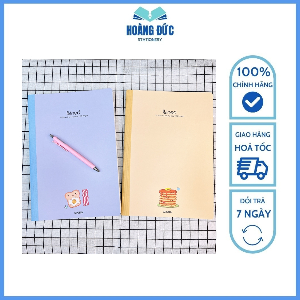 Vở kẻ ngang Klong may dán gáy A4 120 trang - MS: 849; 200 trang - MS: 850; 300 trang - MS: 851