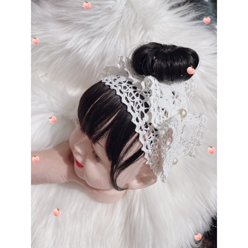 Turban / băng đô tóc giả tiểu thư cho bé