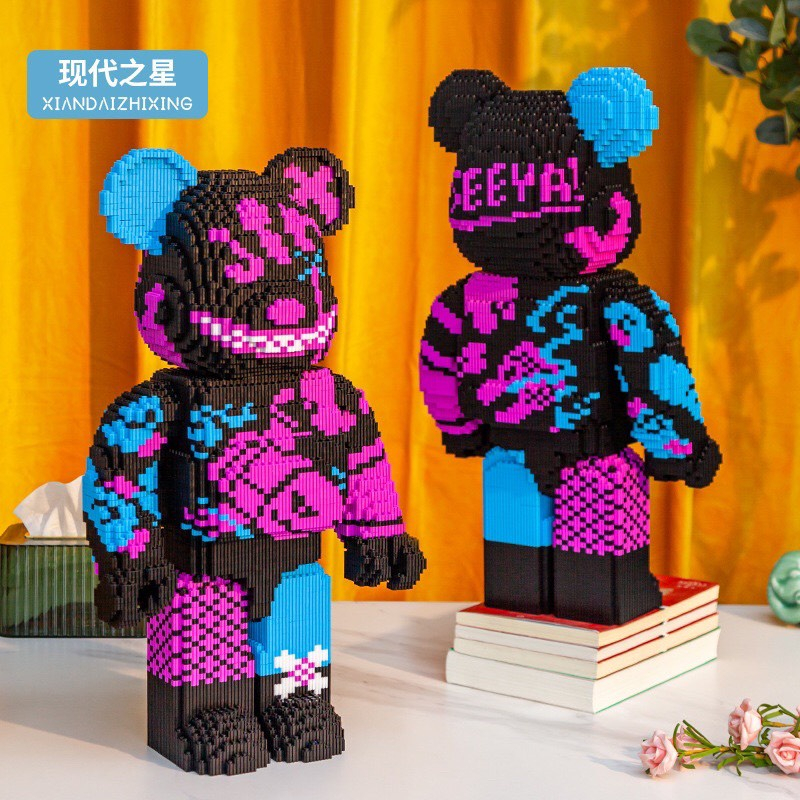 Lego Bearbrick Jinx 36 - 55cm, Đồ Chơi Mô Hình Lắp Ráp Gấu Bearbrick Ngưu Ma Vương JINX 55cm