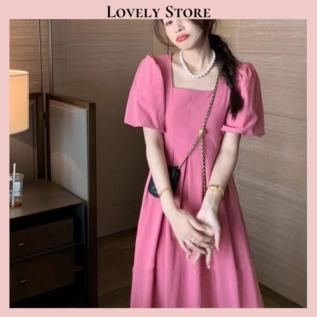Váy LOVELY thô tay bồng xếp ly eo phong cách vintage