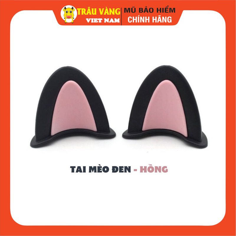 Tai mèo gắn, custom mũ bảo hiểm nửa đầu, 3 phần 4, siêu cute, Trâu Vàng VN