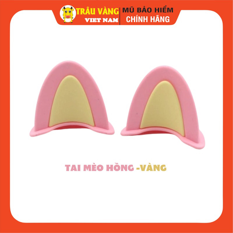 Tai mèo gắn, custom mũ bảo hiểm nửa đầu, 3 phần 4, siêu cute, Trâu Vàng VN