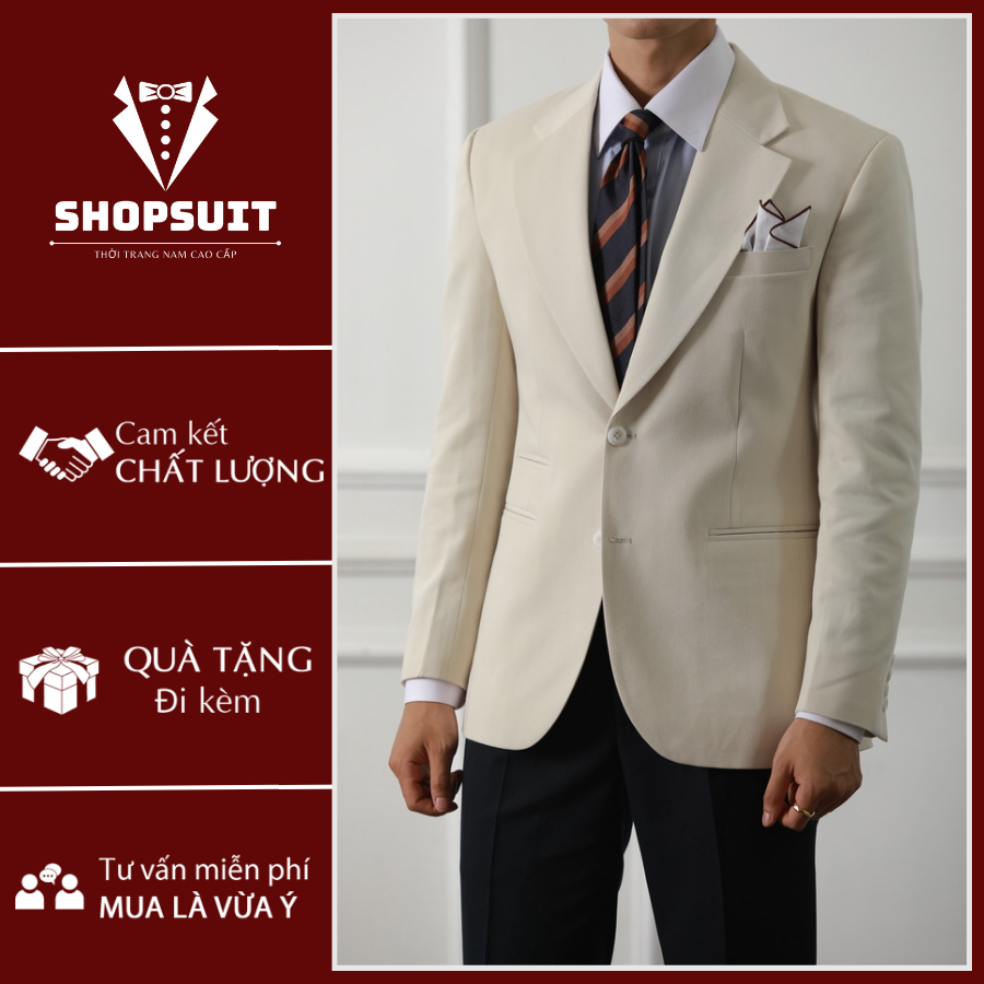 Vest Nam Hàn Quốc màu Kem áo 2 lớp From Slim sang trọng lịch lãm | BigBuy360 - bigbuy360.vn