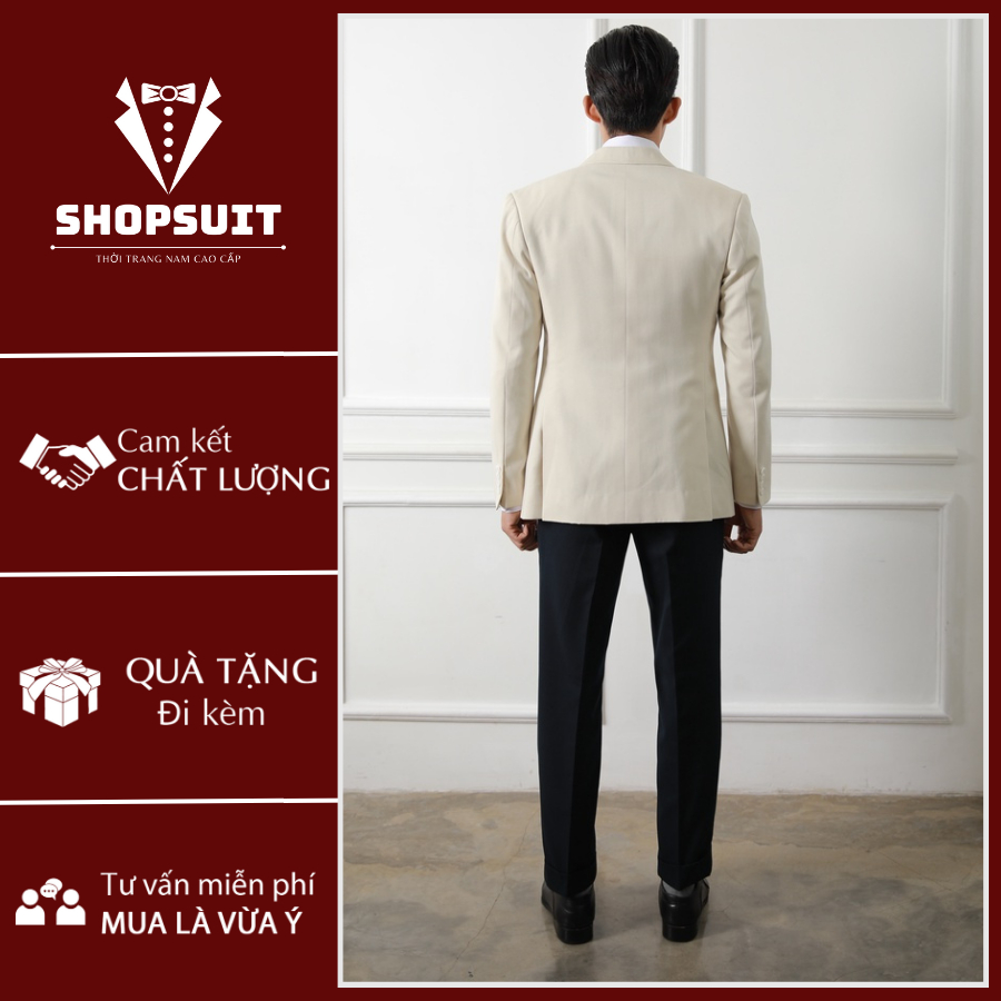 Vest Nam Hàn Quốc màu Kem áo 2 lớp From Slim sang trọng lịch lãm | BigBuy360 - bigbuy360.vn