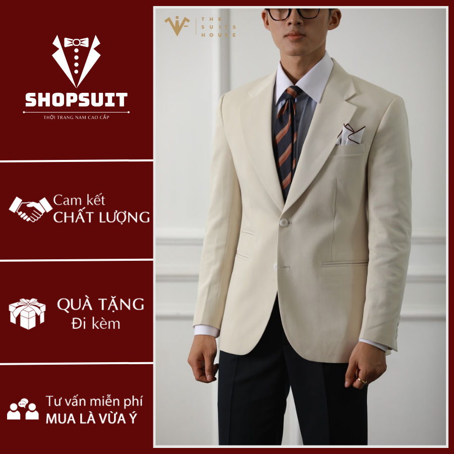 Vest Nam Hàn Quốc màu Kem áo 2 lớp From Slim sang trọng lịch lãm | BigBuy360 - bigbuy360.vn