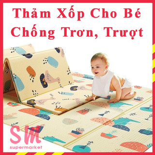 Thảm xốp cho bé gấp gọn 2 mặt - thảm trải sàn loại 1 cho bé - chống trơn, trượt - dày 1cm