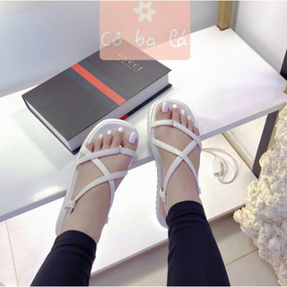 Sandal quai mảnh đế bằng quai chéo mũi vuông FULL 6 MÀU