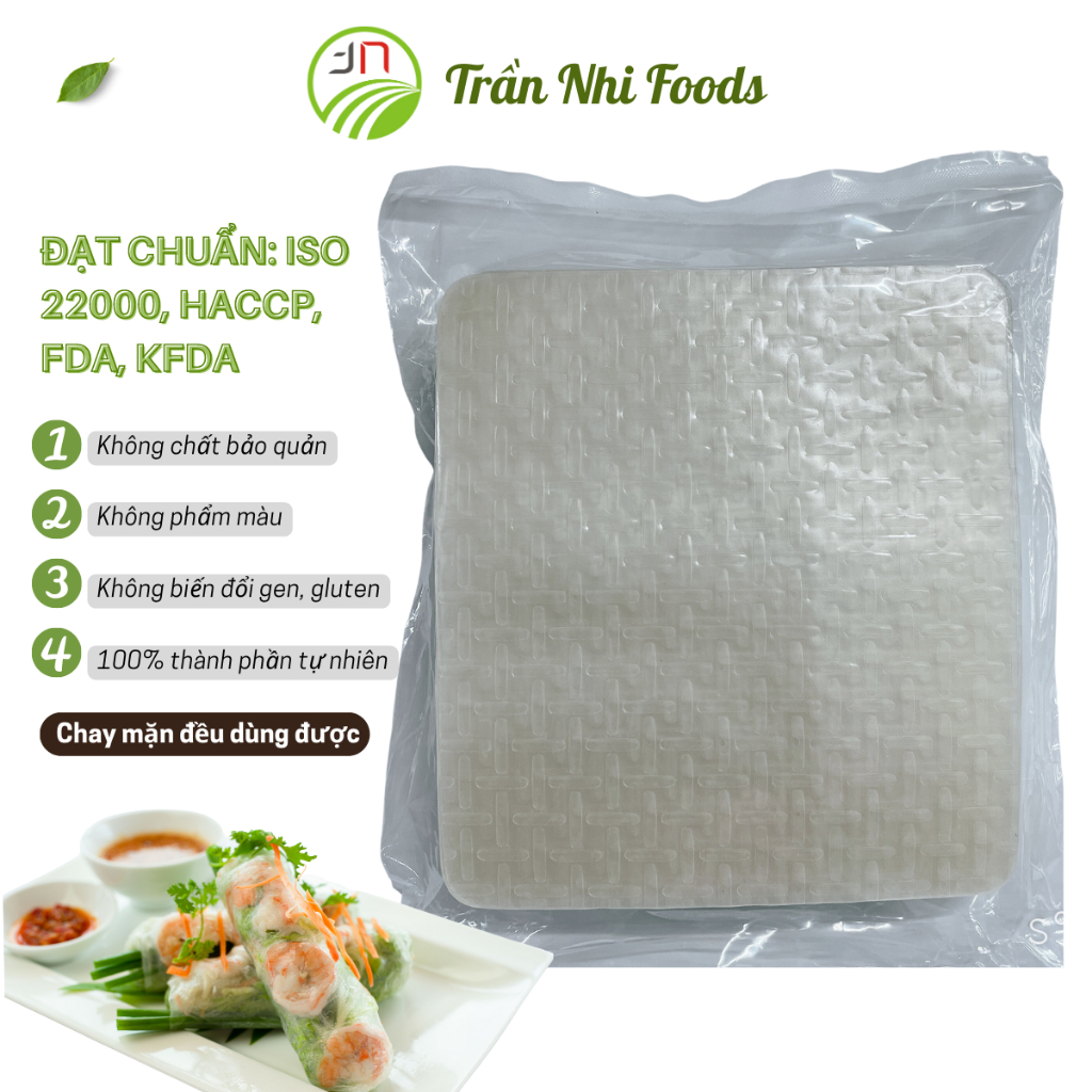 Bánh tráng vuông dày Trần Nhi túi 1kg bánh tráng gạo ngon làm bánh tráng nướng bánh cuốn bánh ướt hàng xuất khẩu cao cấp