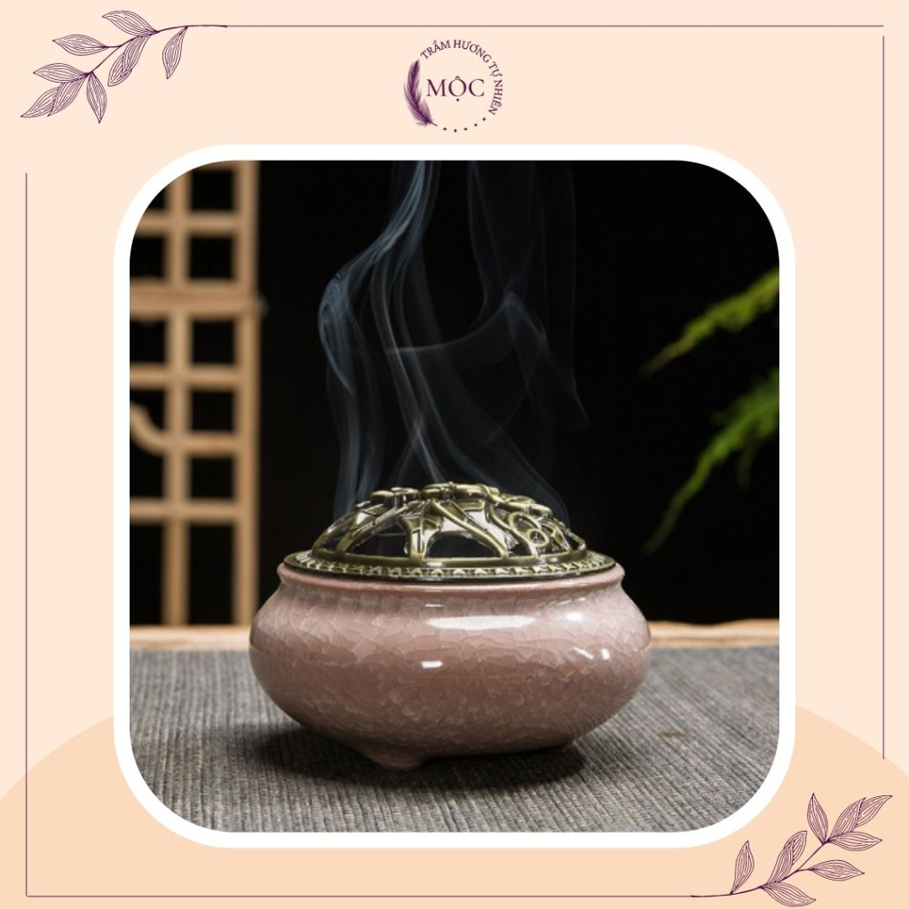 Lư xông trầm hương, thác khói xông trầm hương, trầm nụ chất gốm cao cấp