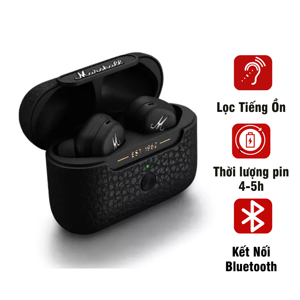 Tai nghe bluetooth không dây chống ồn nhét tai marshall motif chính hãng ZUZG MS3