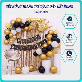 Sét bóng trang trí sinh nhật tone vàng,đen,trắng