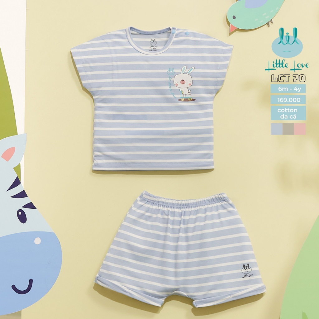 Bộ cộc tay liền vai cho bé từ 3m đến 4y little love (LCT70)