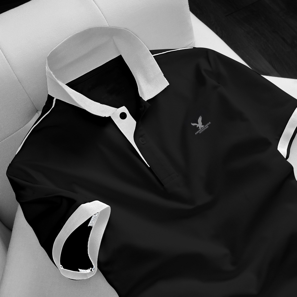 Áo Polo Nam màu Đen phối viền trắng Hàng VNXK Size M đến 4XL Áo Thun Có Cổ Áo Polo Cổ Trụ Đẹp Giá Tốt - BeYourWaoo BPL24