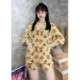 Bộ Pijama Lụa Cao Cấp Cánh Dơi Áo Cộc Quần Đùi