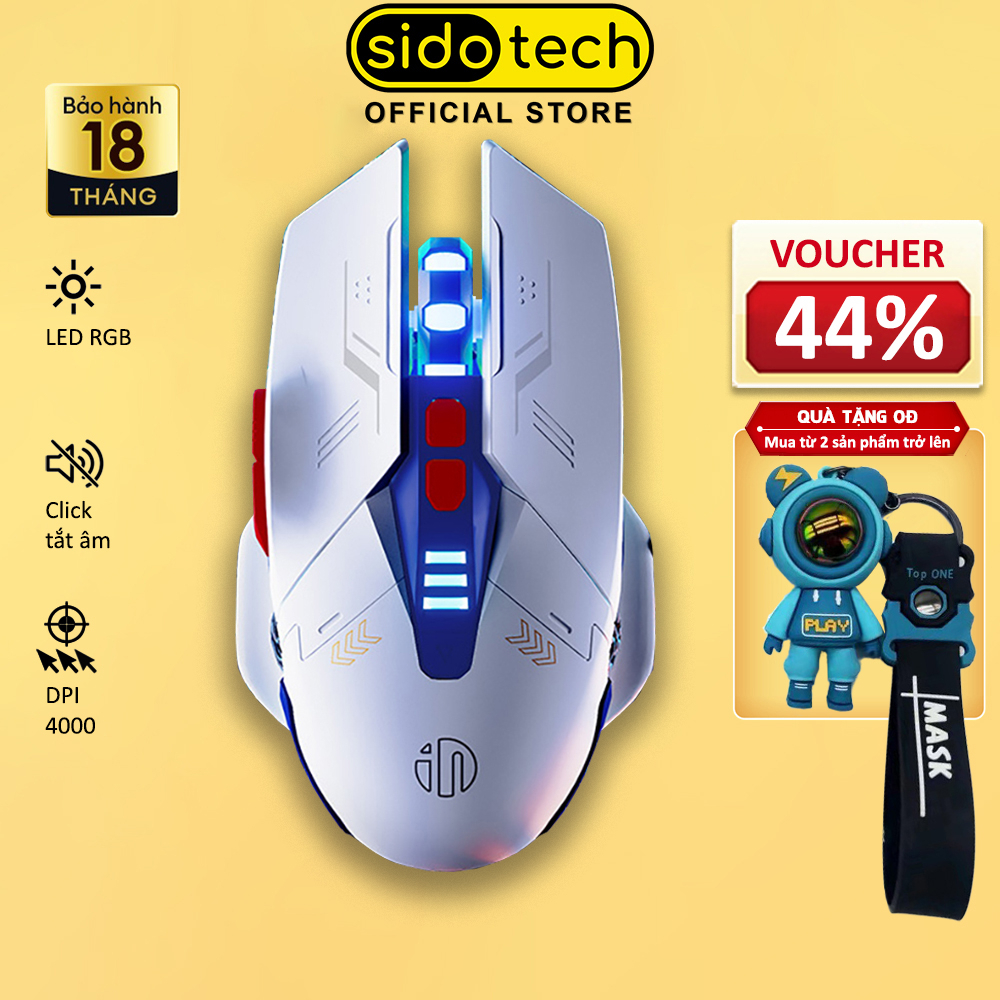 Chuột gaming có dây SIDOTECH PW2 PRO GUNDAM silent tắt tiếng LED RGB DPI 4000 cho máy tính laptop game thủ văn phòng