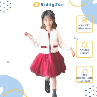 Set váy và áo khoác dạ tweed cao cấp cho bé gái KiddySun V87