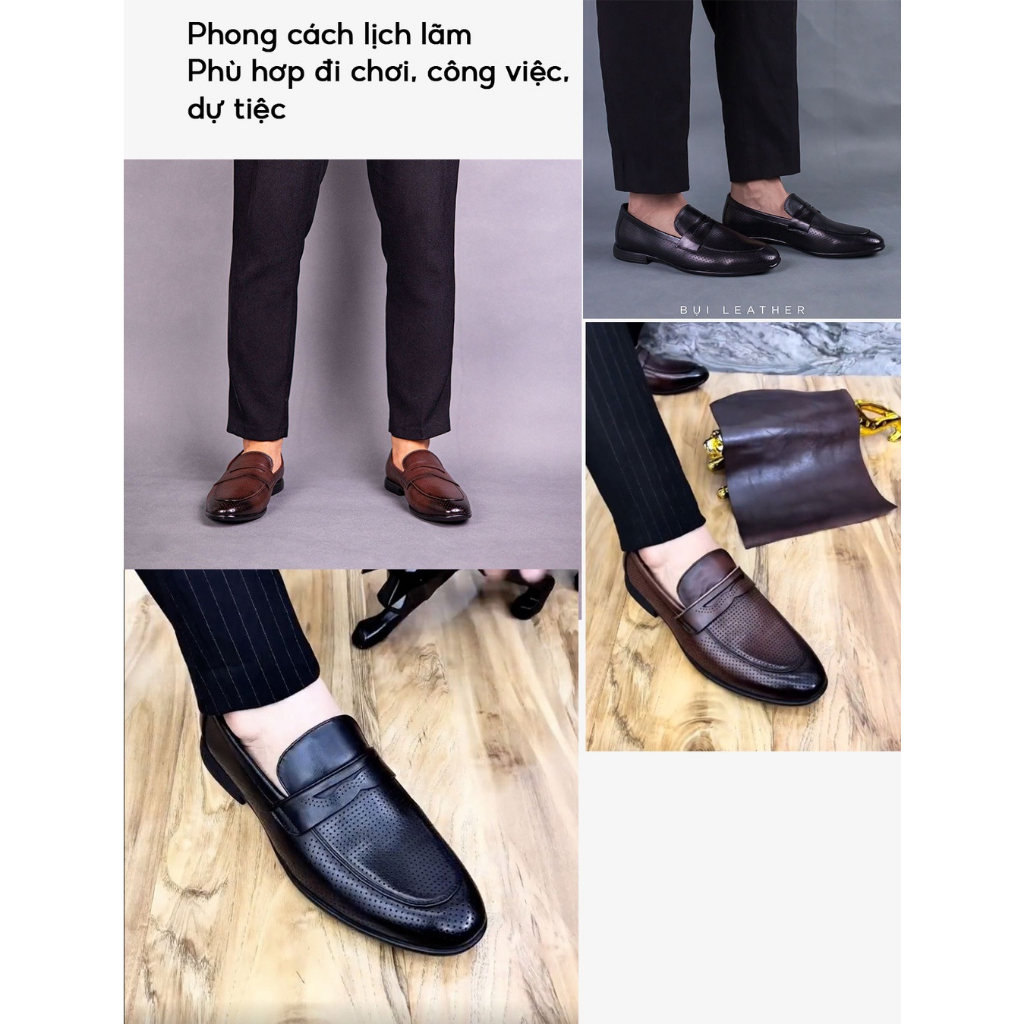 Giày lười nam da bo nappa cao cấp G125 – Bụi leather - hộp sang trọng -BH 12 tháng