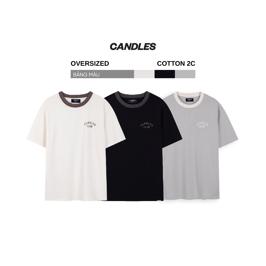 Áo thun nam nữ oversized CANDLES SS22 ESS hình in nổi kết hợp logo khắc kim loại Cotton 260gsm chính hãng