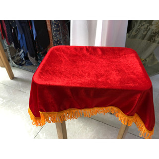 Khăn trải măm, Khăn phủ đỏ (khăn nhung đỏ tua rua vàng phủ khay khánh thành)