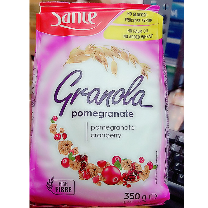 Ngũ cốc dinh dưỡng Sante Granola Pomegranate lựu, nam việt quất 350gr - Date 05/08/2023