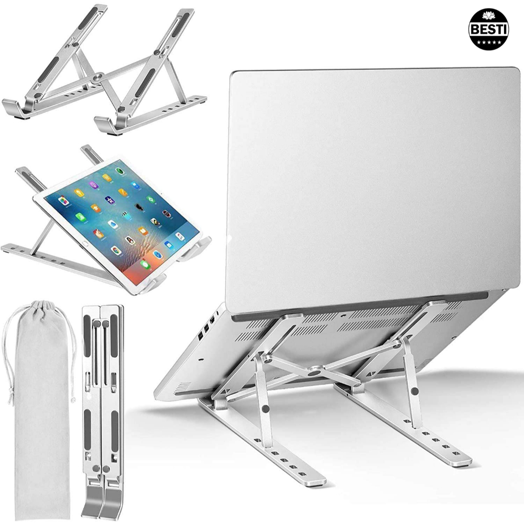 Giá đỡ LAPTOP, MACBOOK, IPAD bằng nhôm có thể điều chỉnh được độ cao, đế tản nhiệt kê laptop nhôm gấp gọn