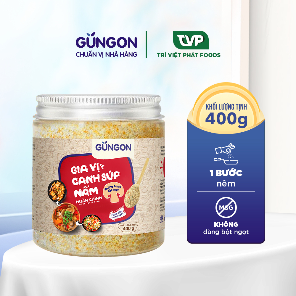 Gia vị canh súp nấm hoàn chỉnh GUNGON dùng cho người ăn chay nêm canh súp xào kho hoặc ướp 400g