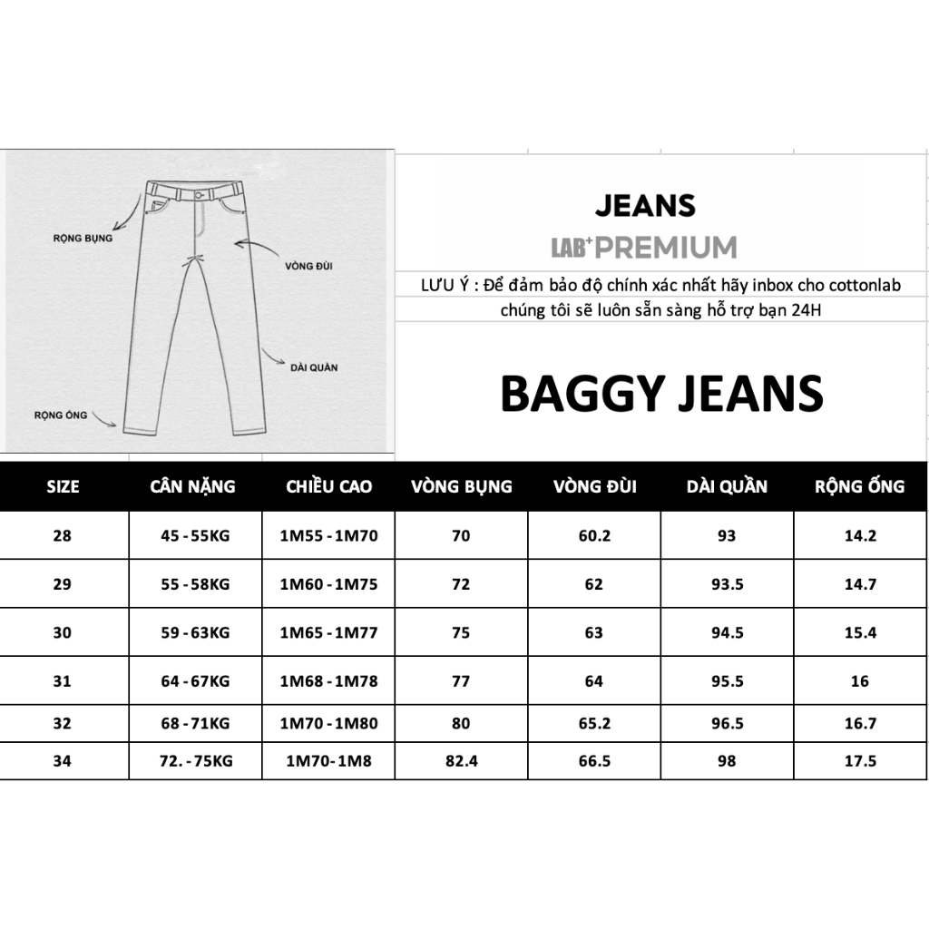 Quần Jean baggy nam LAB+ COTTONLAB màu xanh nhạt rách chất vải cotton mềm mịn không co dãn LAB221119