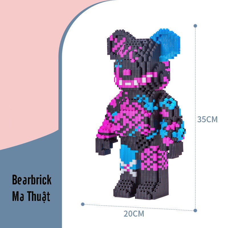 Lego Bearbrick Jinx 36 - 55cm, Đồ Chơi Mô Hình Lắp Ráp Gấu Bearbrick Ngưu Ma Vương JINX 55cm