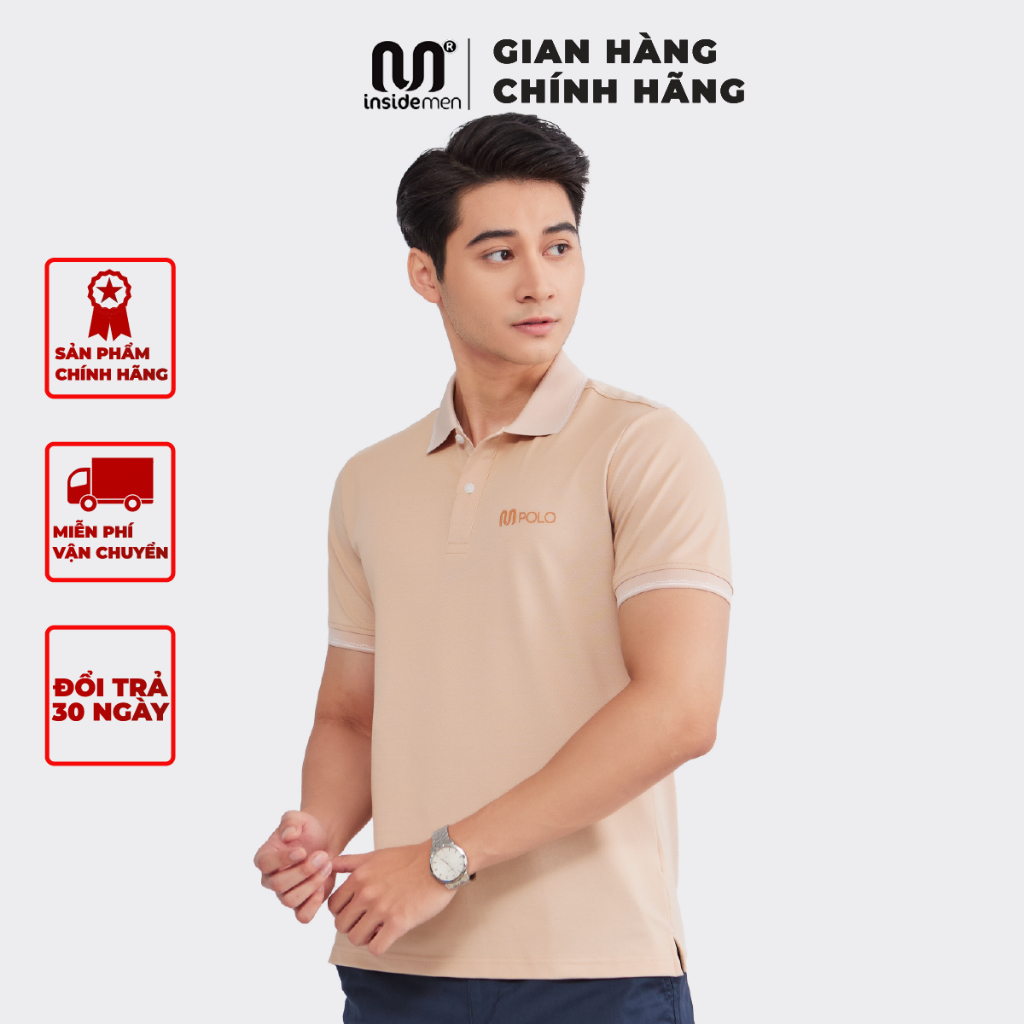 Áo polo mắt chim nam INSIDEMEN cotton thoáng mát thấm hút không nhăn form regular tay chun phối màu IPS071S2