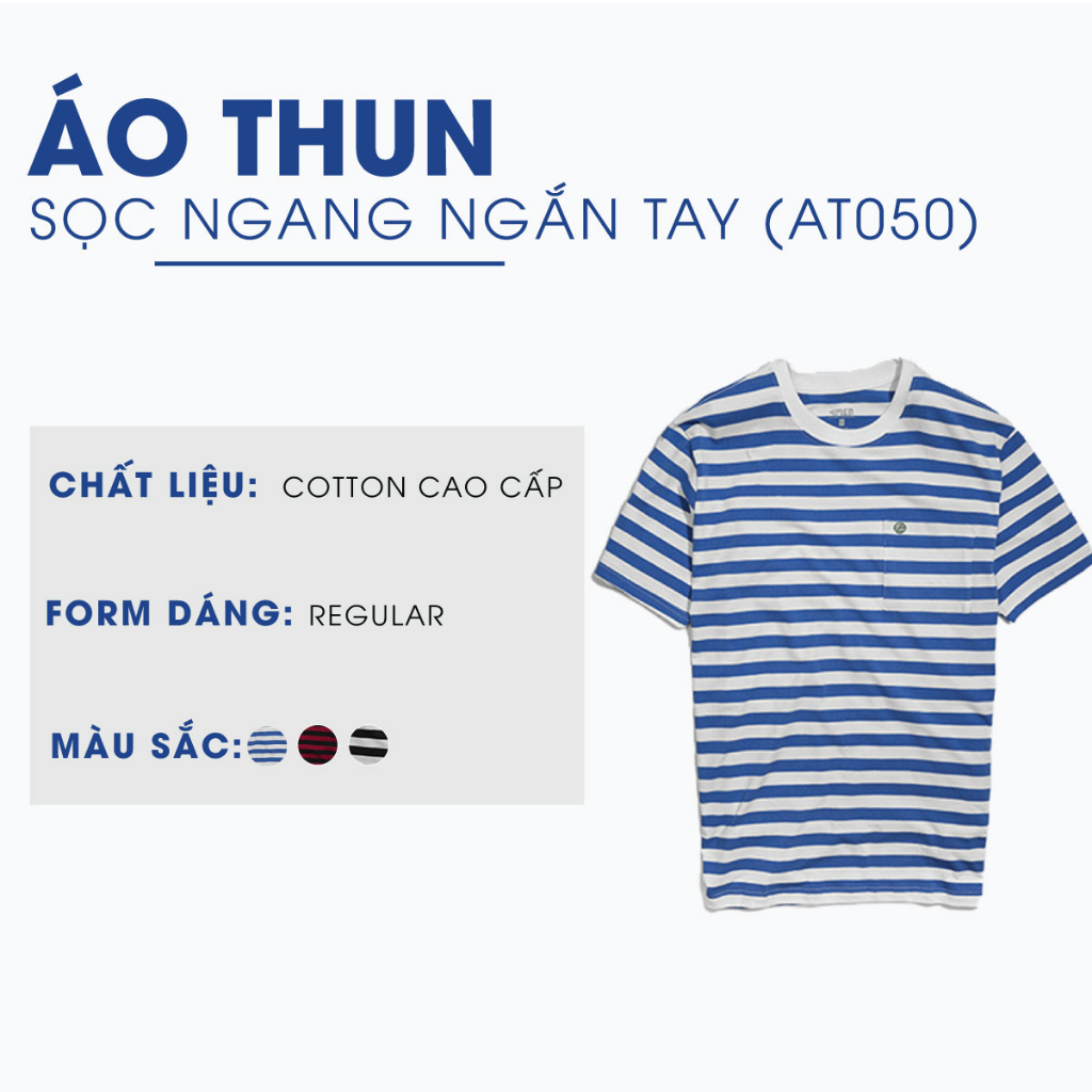 Áo Thun Nam Sọc Ngang Túi Thêu Lá 4MEN AT050 ngắn tay vải cotton thấm mồ hôi, thoáng mát, mềm mại, form suông