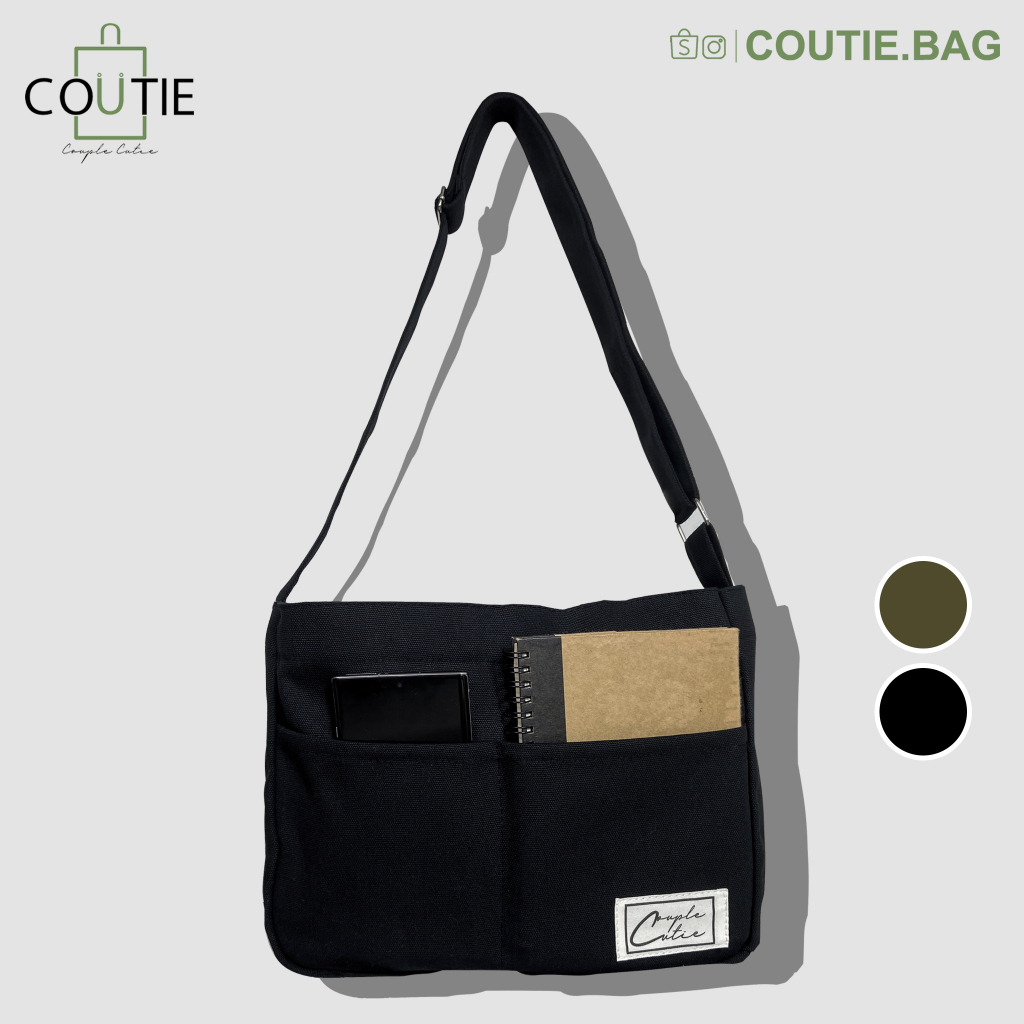 Túi Đeo Chéo Canvas COUTIE BAG Màu Trơn Tối Giản – ĐCĐ2212
