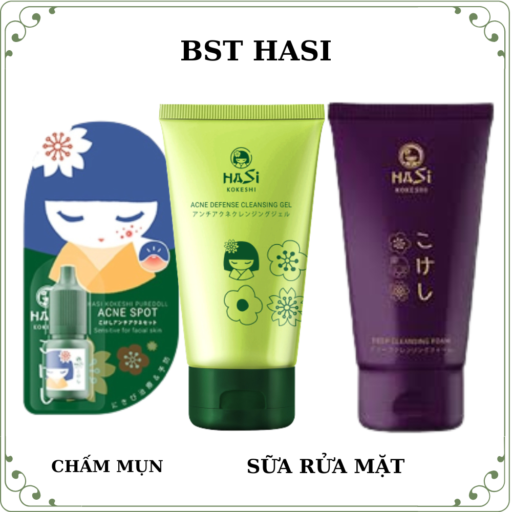Loại bỏ mụn chấm mụn gom cồi Hasi Puredoll - Sữa rửa mặt HASI sạch sâu - SRM giảm mụn